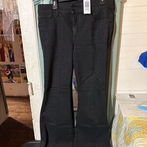 Torrid NWT Black Flared Pants with Subtle Dot Black Rhinestones Sz 14